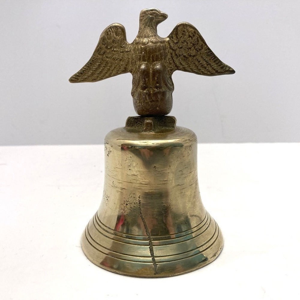 Vtg Brass Eagle Liberty Bell Heavy Loud 5" High Americana USA 250 Patriotic